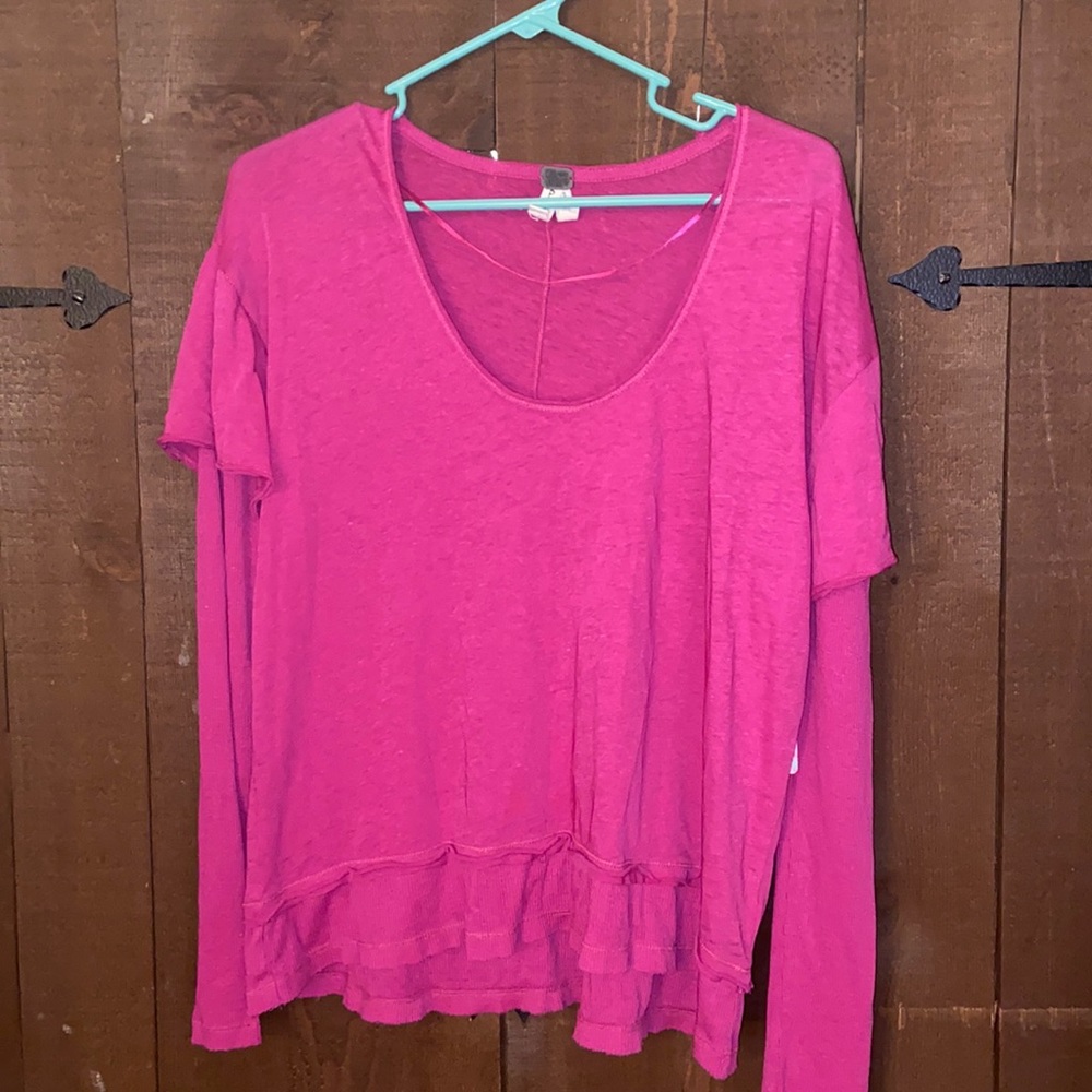 We the Free by Free People Pink Long Sleeve Shirt